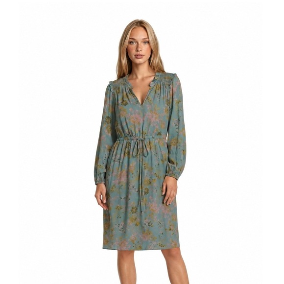 Spartina 449 Dresses & Skirts - Spartina 449 Floral Dress Women's Size XS Teal Green Smocked V Neck Boho